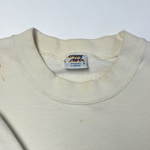 Vintage 90s Crazy Shirt Sweatshirt Kona Jacks Fishing White Crew Neck - Picture 13 of 16
